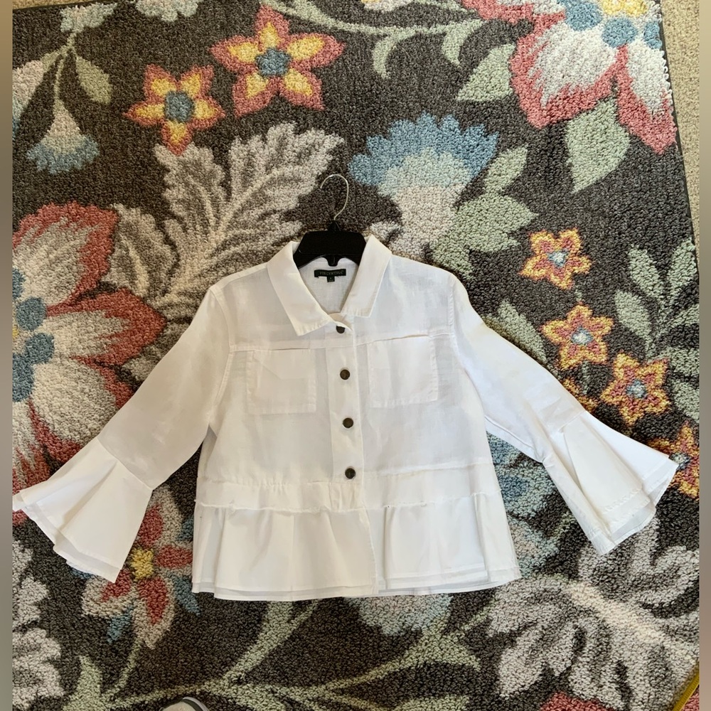 White, spring button up jacket-small